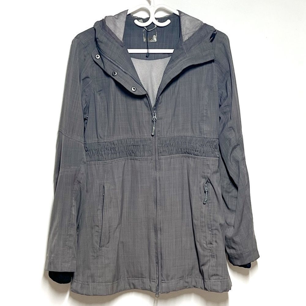NWOT ATHLETA Hooded Windbreaker Trench Taupe Gray Sz S